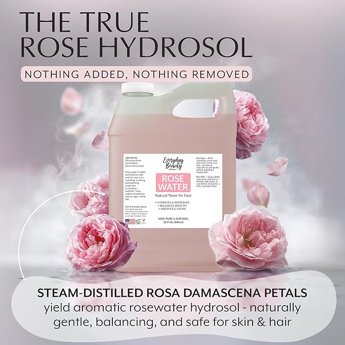 Rose Water Facial Toner - 32oz Bulk Alcohol-Free Vegan All Natural Refreshing - Image 6