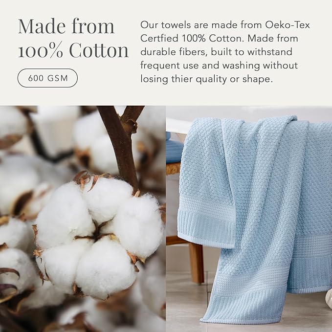 NY Loft 100% Cotton Towel Set 6 Piece | Super Soft & Absorbent Quick-Dry 2 Bath - Image 4