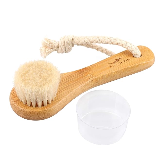 Facial Cleansing Brush, Natural Horsehair Exfoliator Face & Body Brush Wooden by BlueZOO