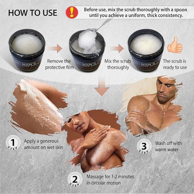 Salt Body Scrub Sandalwood For Men – Moisturizes, Exfoliates & Nourishes Skin – - Image 4