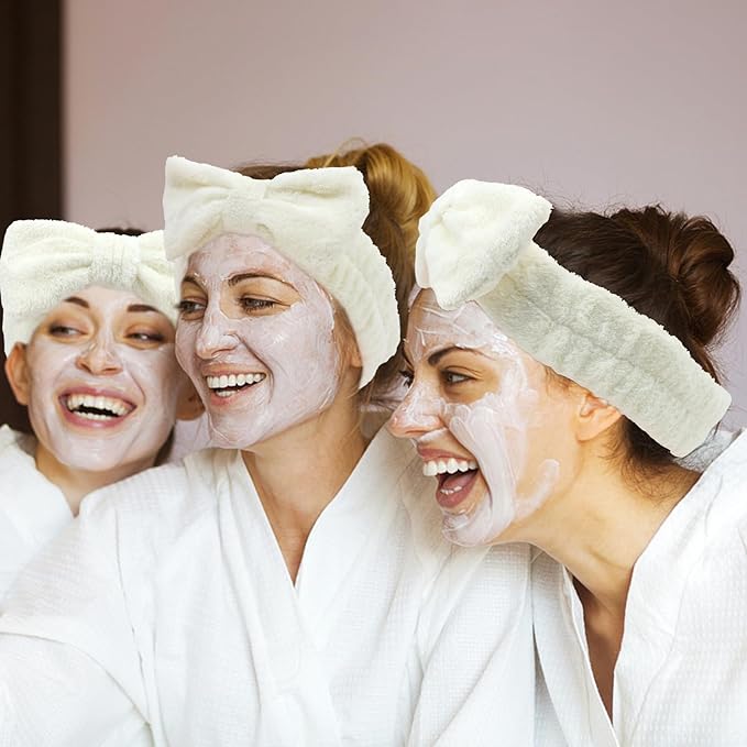 Semato 8 Pcs Creamy White Spa Headband Bachelorette Party Favor Set Skincare - Image 4