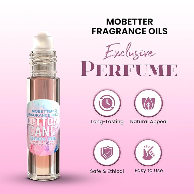 MOBETTER FRAGRANCE OILS Cotton Candy Body Oil Perfume 10ml Roll On Bottle - Image 2