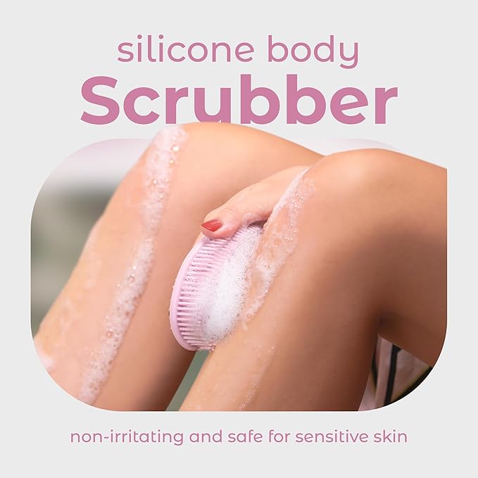 MainBasics Silicone Body Scrubber Dual-Sided Shower Loofah and Massaging Nodes - Image 2