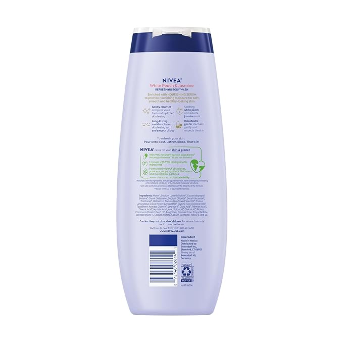 NIVEA Refreshing White Peach and Jasmine Body Wash - Image 12