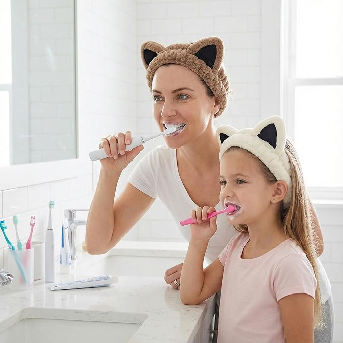 Cat Ears Headband, Cute Spa Headband and Wristband Set Washing Face Skincare - Image 7