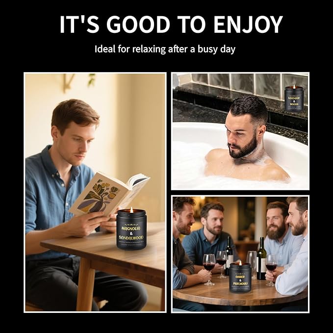 Scented Candles for Men, 4 Pack Mens Candle Gift Set, Relaxation Candles for - Image 7