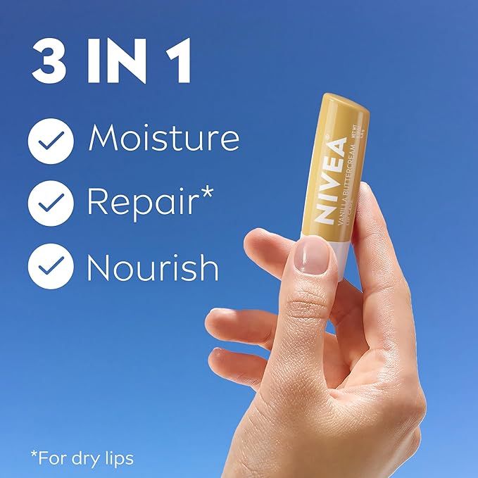 NIVEA Vanilla Buttercream Lip Care, Moisturizing Lip Balm - Image 2