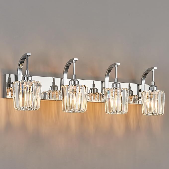 Modern Bathroom Vanity Light, 4-Light Chrome Wall Sconce - Image 8