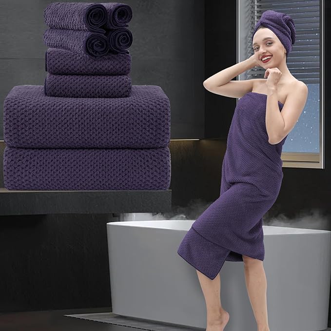 8 Piece Bathroom Towel Set |2 Oversized Large Bath Towels Sheet, 2 Hand Towels by MAGGEA