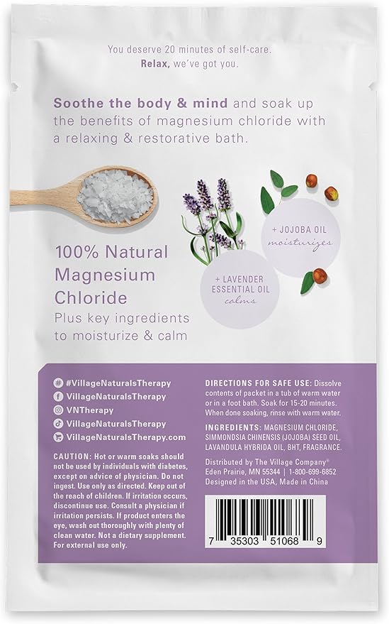 Village Naturals Therapy Calm Magnesium Bath Flakes, Lavender Vanilla Scent - Image 2