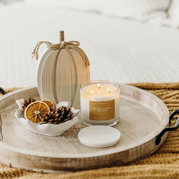 Calyan Wax Co. Golden Cider & Nutmeg 3 Wick Scented Candle - Image 4