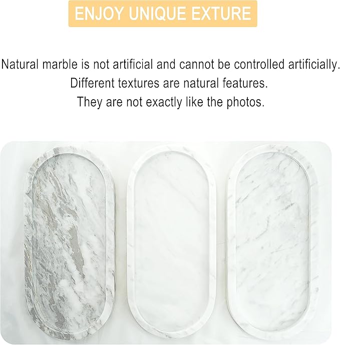 WORHE Natural Marble Vanity Tray Italy Oval Stone Trays - Image 7