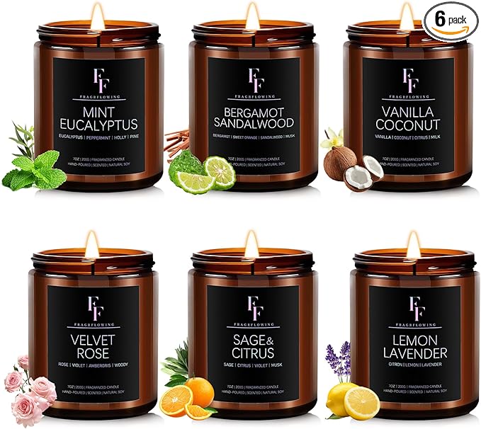 Scented Candles Set, Soy Wax Candles 6 Pack 42 Oz Aromatherapy Candles Gift Set by FFFRAGRFLOWING