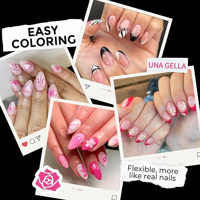 UNA GELLA Short Almond Fake Nails 216pcs Pre-shape Gel Acrylic Nail Tips - Image 3