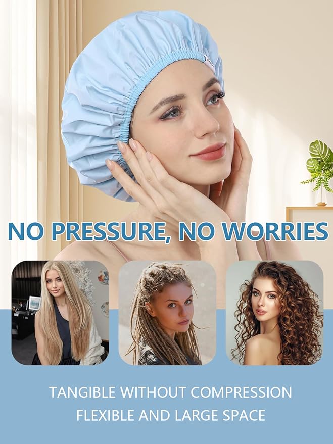 Years calm Shower Caps for Women Reusable Waterproof, Double Layer Waterproof - Image 8