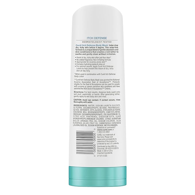 Curel Itch Defense Calming Daily Cleanser, Body Wash, Soap-free Formula - Image 13