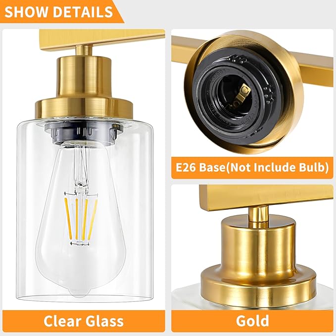 Bathroom Vanity Light, 4-Light Modern Matte Gold Wall Sconce Lighting - Image 3