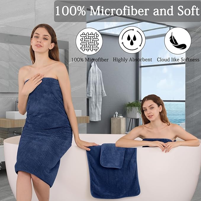 Ycosy 4 Pack Extra Large Microfiber Bath Towels Set, 35x70 inches, Less Lint - Image 4