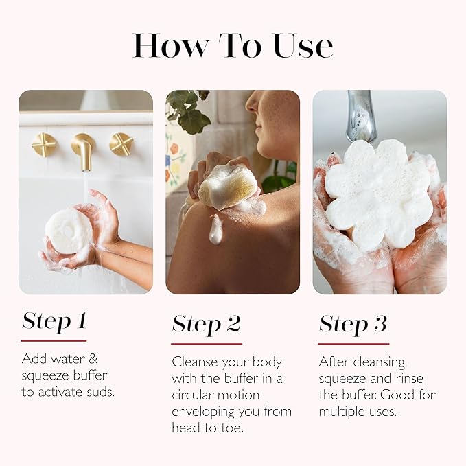 Spongellé Beach Grass Daisy Spongette Bath Sponge | Built-in Body Wash & Body - Image 6