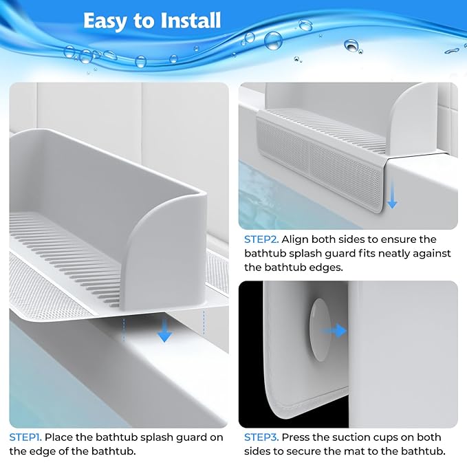 Splash Guard for Bathtub Kids, Toy Tray Caddy Holder Storage, Bath Toy Storage - Image 6