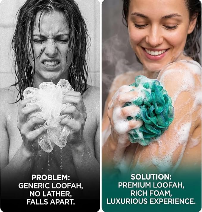 DadyMart Shower Loofah Sponge Pouf – XL Exfoliating Bath Puff Body Scrubber - Image 7