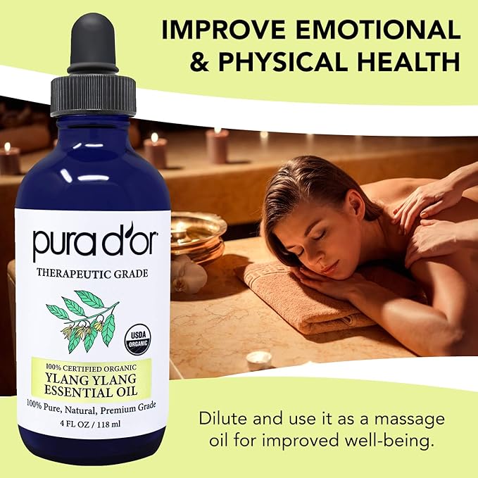 PURA D'OR Organic Ylang Ylang Essential Oil 100% Pure & Natural Therapeutic - Image 3