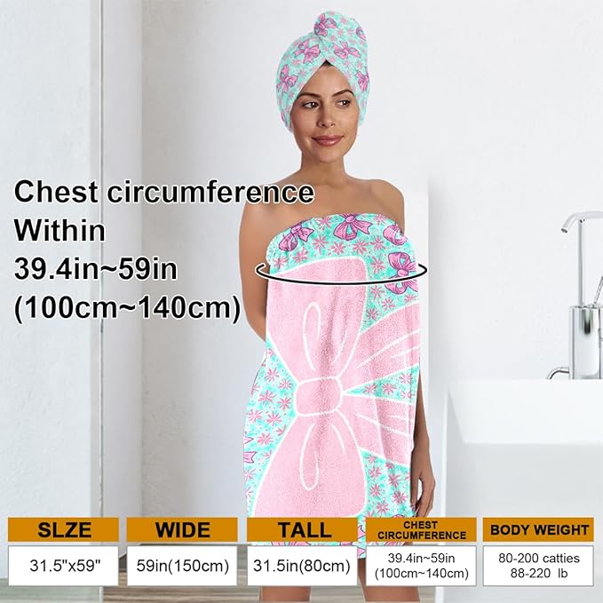 Bow Towel Wrap for Women Girls – Microfiber Shower Spa Wrap - Image 2
