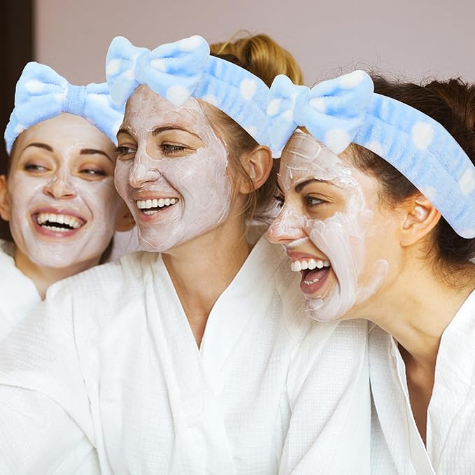Semato 8 Pcs Blue Dot Bachelorette Party Favor Set Bridesmaid Headband Skincare - Image 4
