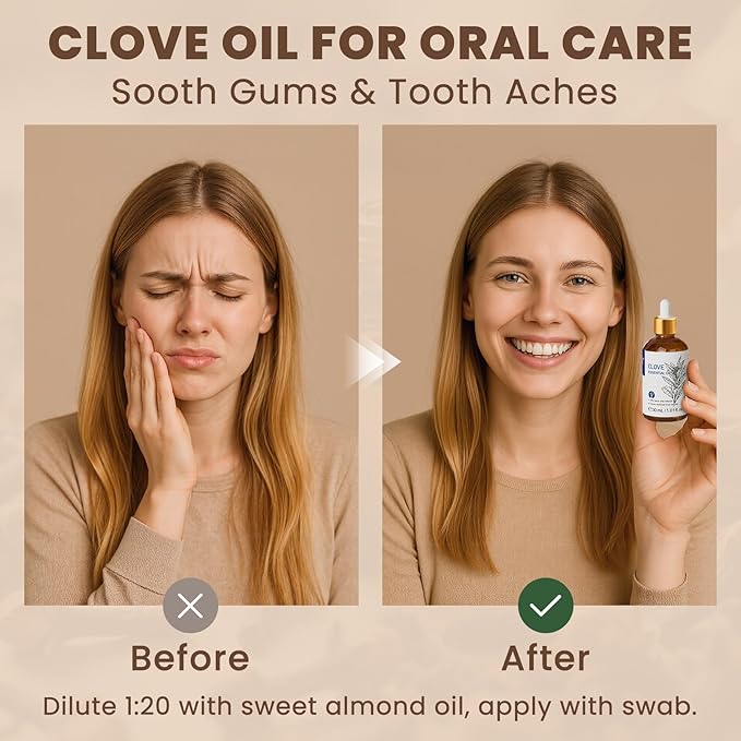 HIQILI 1 Fl Oz Clove Oil for Teeth and Gums, Oral Care, DIY Clean Spray - Image 3