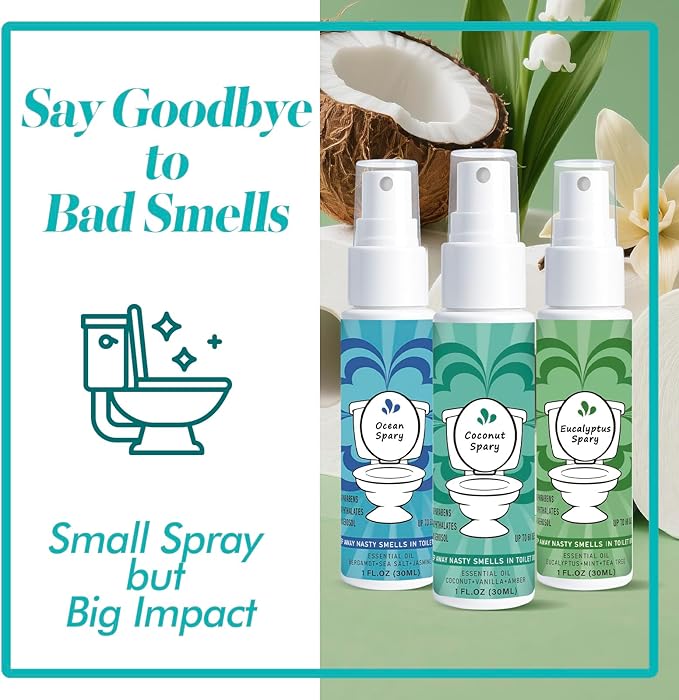 Toilet Spray for Poop 3 Pack, Travel Size Variety, Bathroom Odor Eliminator - Image 3