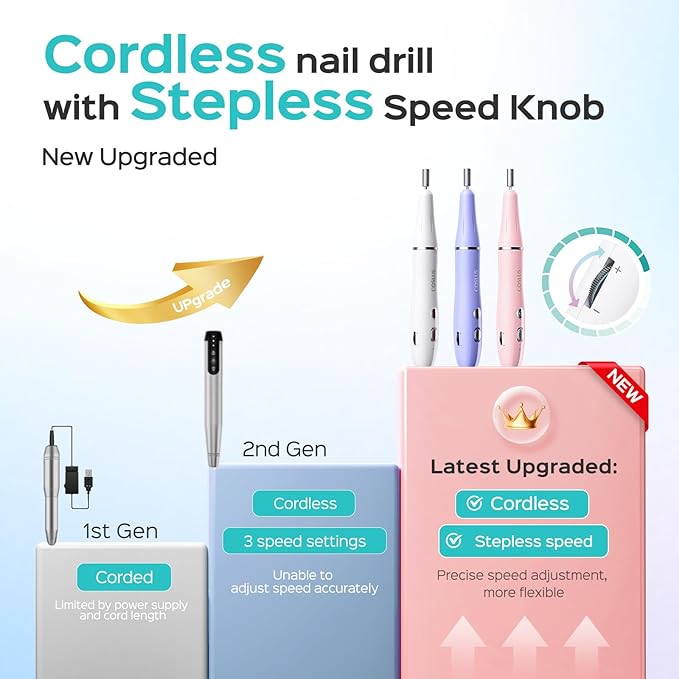 COSLUS C42 Cordless Electric Nail Drill File: Nail Drill Machine - Image 2