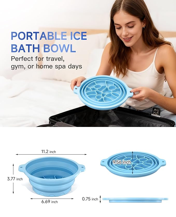 Face Ice Bath Bowl with Built-in Ice Tray, Foldable Silicone Face Bowl - Image 9