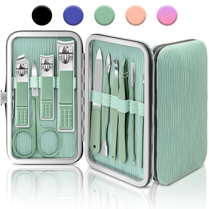 BLESWIN 10-Piece Nail Clipper Manicure Set, Professional Small Nail Care Kit by BLESWIN