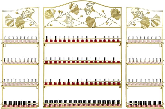 4 Tier Wall-Mounted Nail Polish Storage Racks 3PCS Metal Nail Polish Organizer by Unknown