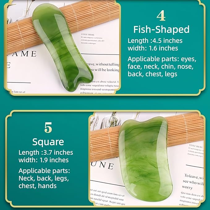 Gua Sha Scraping Massage Tool, GuaSha Facial Set, Natural Resin GuaSha Massage - Image 7