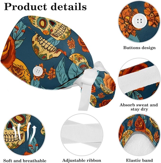 Scrub Cap with Hair Scrunchy, Ponytail Holder Surgical Cap - Image 4