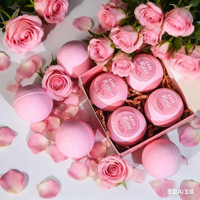 GETT Rose Bath Bombs 4 Pack Individually Wrapped – Bath Bombs - Image 7