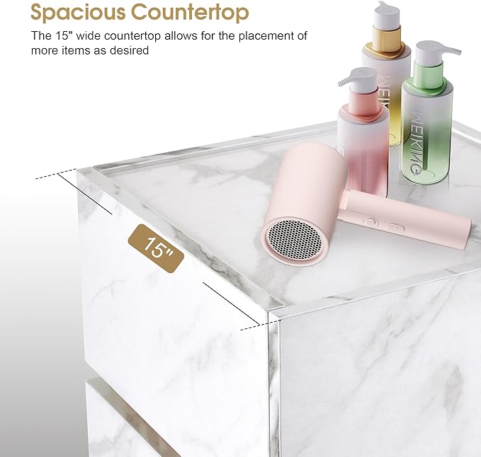BarberPub Marble Patterned Salon SPA Cabinet, Storage Barber Organizer - Image 6