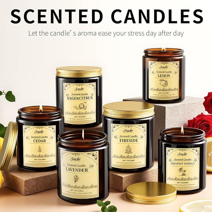 Cedar Scented Candles, 7oz Soy Wax Candle, Long Lasting Aromatherapy Jar Candle - Image 5