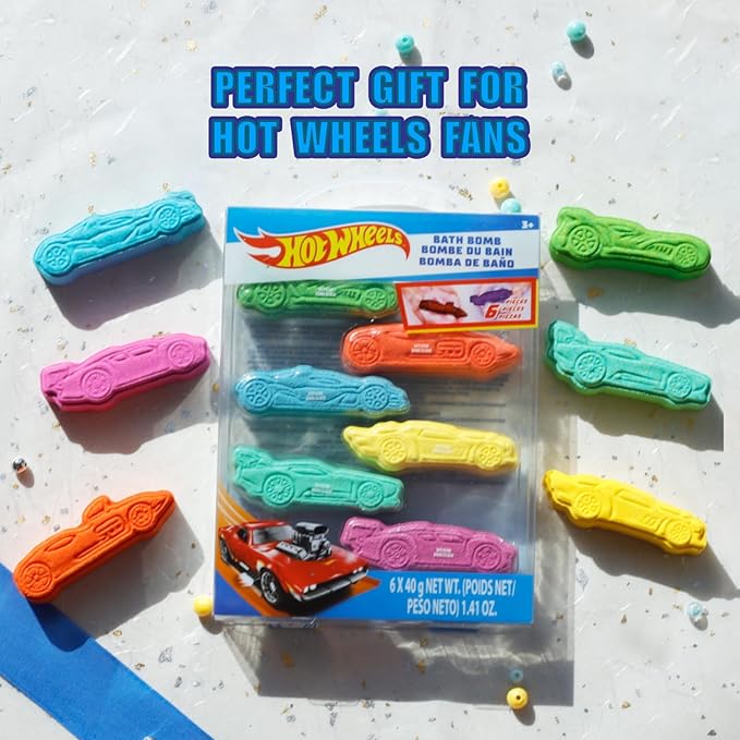 Hot Wheels 6 Piece Bath Bombs for Kids, Bubble Gum Scented, Bath Toys for Kids - Image 8