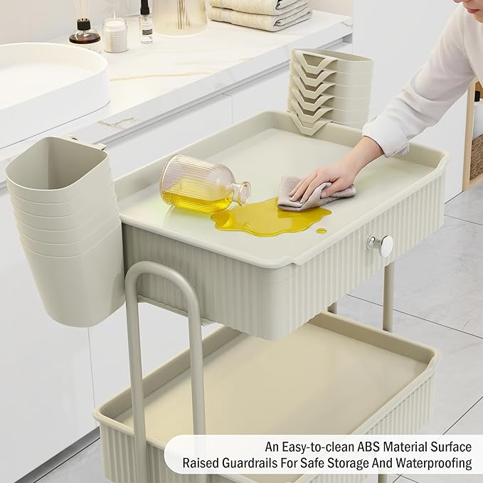 Dolonm 3 Tier Drawer Shelf Beauty Cart - Image 8