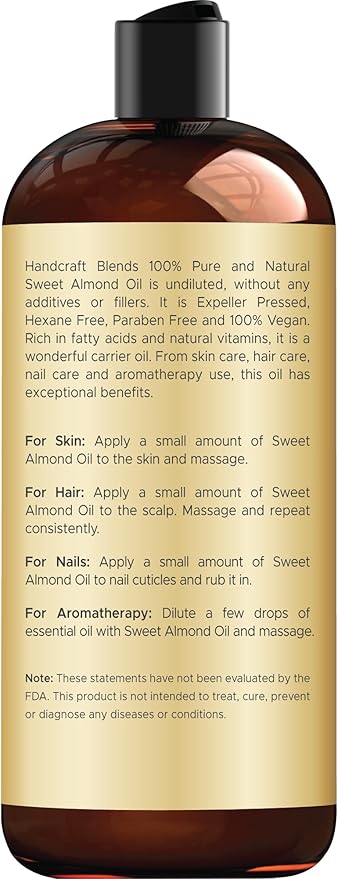 Handcraft Blends Sweet Almond Oil | 100% Pure and Natural | Bath & Body Oil | - Image 2