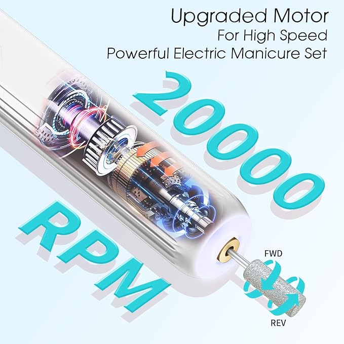 Electric Nail Drill, Professional Manicure Pedicure Kit, Cordless Electric Nail - Image 4
