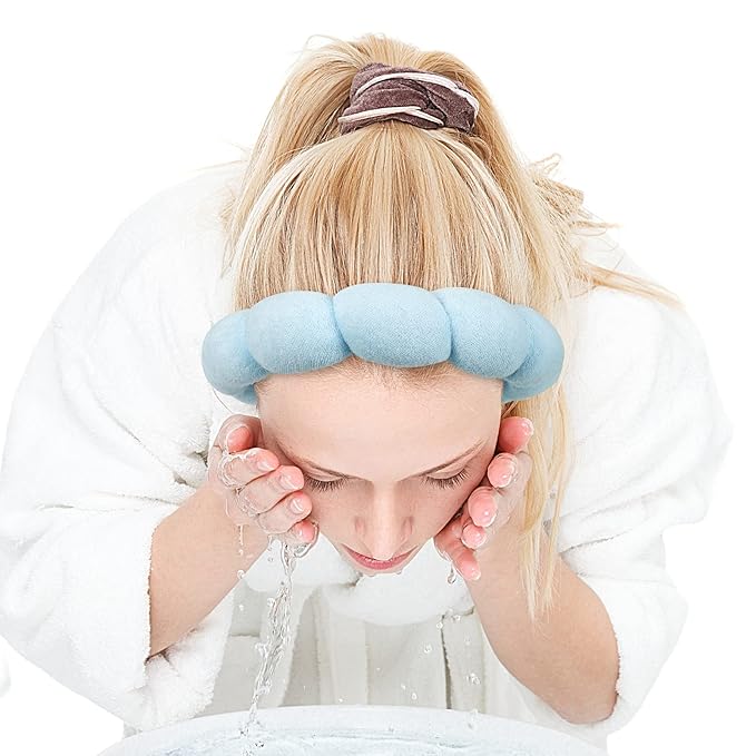 Zkptops Spa Headband for Washing Face Wristband Set Sponge Makeup Skincare - Image 9