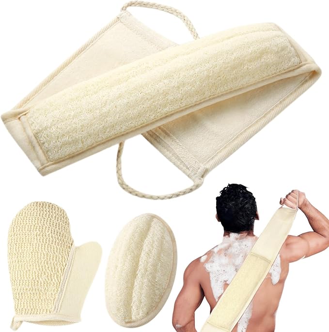 Natural Loofah Sponge Exfoliating Body Scrubber, Loofa Back Scrubber by BETLYS