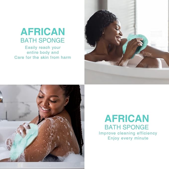 UJFQBH 2 Pieces African Bath Sponge African Net Long Net Bath Sponge - Image 5