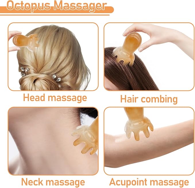 3Pcs Octopus Head Massager Comb Head Massages Tools Manual Acupressure Device - Image 5