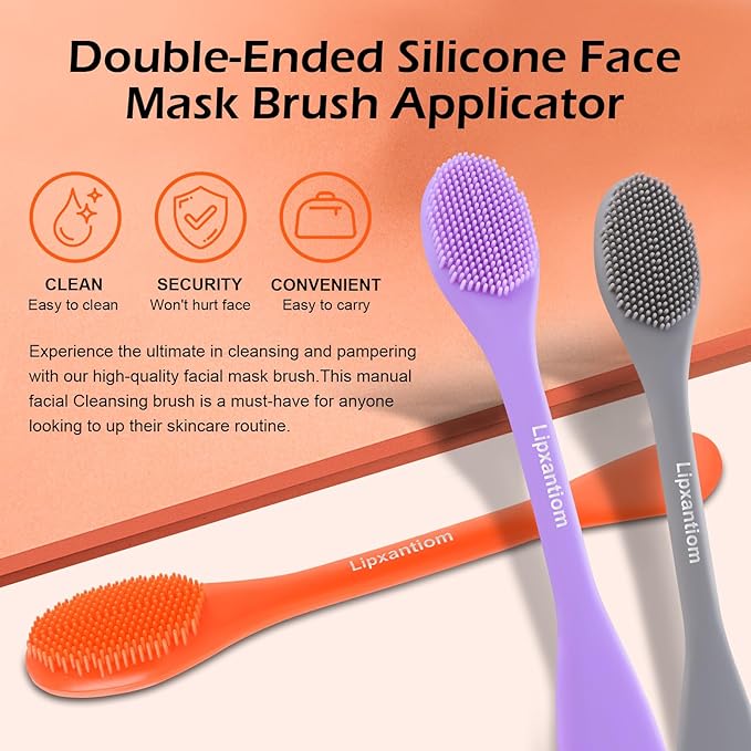 3 Pcs Silicone Facial Cleansing Brush, 2 in 1 Face Mask Applicator and Pore - Image 9