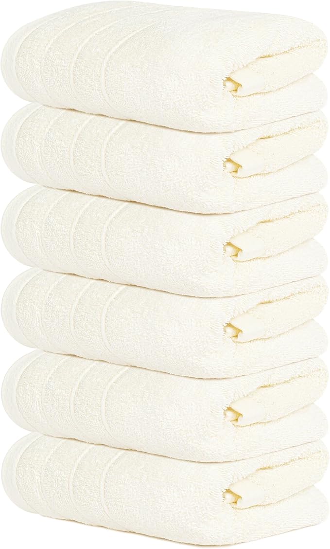 Tens Towels Pack of 6 Hand Towels, 100% Cotton, Lighter Weight, Quick to Dry by TensTowels