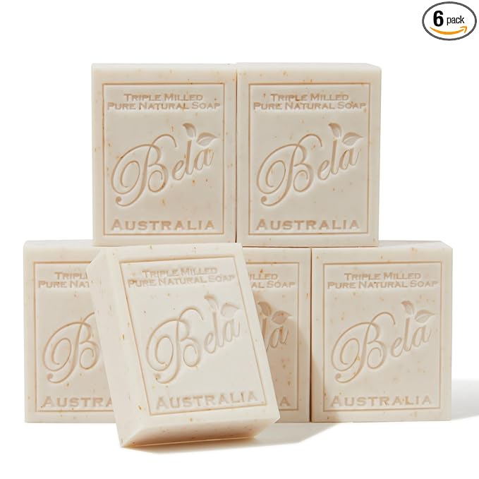 BELA Oatmeal Soap with Milk and Bran 3.3 OZ, Long Lasting French Triple Milled by BELAPURENATURALSOAPSANDODORELIMINATINGHOMEFRAGRANCES